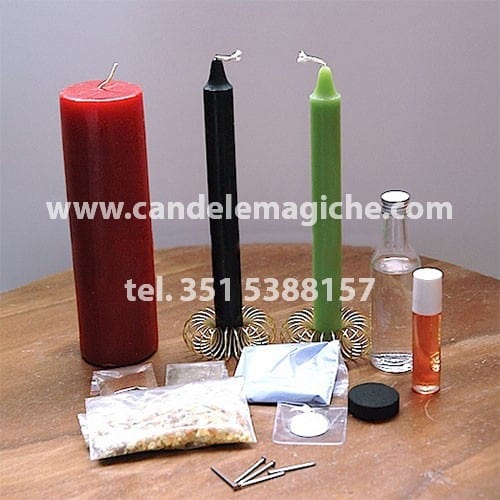 kit di candele e accessori per svolgere il rituale della pietraia