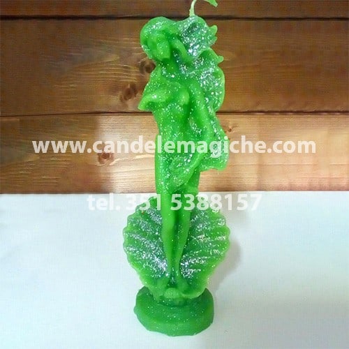 candela a forma di statua di venere di colore verde